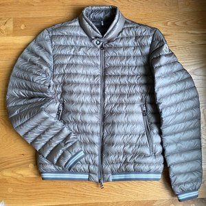 Silver grey Moncler Longue Saison down jacket